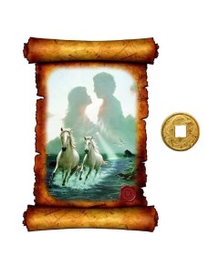 Картина с эффектом объёма Две лошади 42x29см монета Денежный талисман Elg