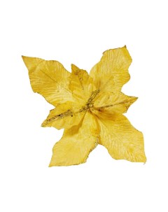 Искусственный цветок Пуансеттия Наталь на клипсе золотистая 22 см Due esse christmas