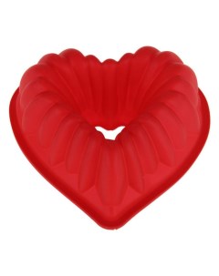Силиконовая форма для выпечки кексов в форме сердца 15х15х6 см Красный Marmiton