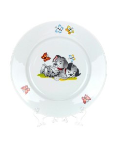 Тарелка десертная озорные щенки детская 175 мм в ассортименте Дулевский фарфор