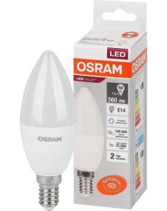 Лампа LED свеча LV CLB 60 7W E14 6500K 560lm мат 106х38 10 шт Osram