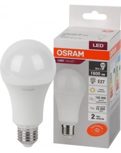 Лампа LED LV CLA А70 20W E27 3000K 1600lm мат 137x70 10шт упак Osram