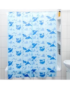 Штора для ванной Дельфины 180x180 см полиэтилен цвет голубой Nobrand