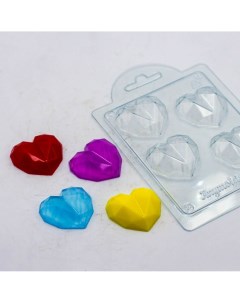 Форма для шоколада пластиковая сердце алмазное мини Anymolds