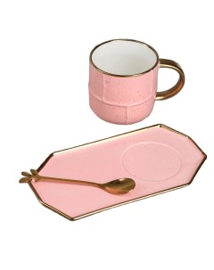 Чайная пара Весна кружка 300 мл блюдце 20 10 5 см с ложкой цвет розовый Дорого внимание