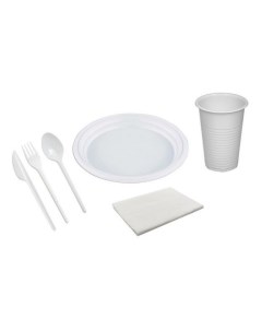 Набор одноразовой посуды белый на 6 персон Actuel