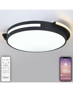 Светодиодный светильник люстра с пультом ДУ мобильным приложением 100W черный LED Natali kovaltseva