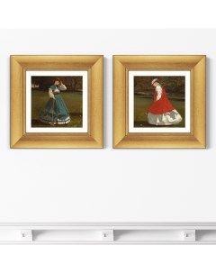 Набор из 2 х репродукций картин в раме A Game of Croquet 1866г 35 5х35 5см Картины в квартиру