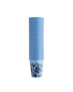 Стаканчики пластиковые MONOART FLORAL голубые 200 мл 100 шт упак Euronda