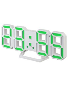 Часы будильник LED LUMINOUS 2 белый корпус зелёная подсветка PF 6111 Perfeo