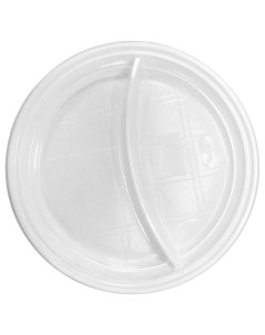 Тарелка одноразовая пластиковая белая 2 х секционная 100 штук в упаковке Стиролпласт