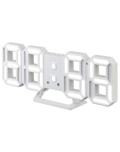 Часы будильник LED LUMINOUS 2 белый корпус белая подсветка PF 6111 Perfeo