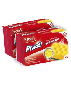 Комплект Practi Multi Wave Губки для посуды 5 шт упак х 2 упак Paclan