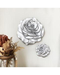 Настенный декор Цветы розы Shine панно набор из 2 шт цвет Серебро Фабрика декора i am art