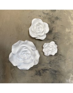Настенный декор Цветы розы Tender панно набор из 3 шт цвет Белый Фабрика декора i am art