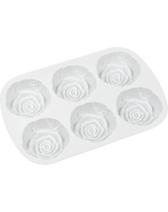 Форма для выпечки силиконовая для пирожных роза 6 ячеек SPC 0321 24 8x16 3x3 см S-chief