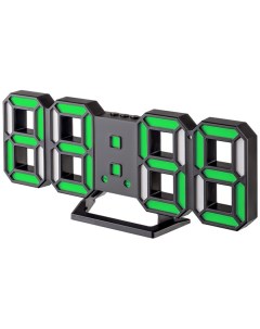 Часы будильник LED LUMINOUS 2 черный корпус зелёная подсветка PF 6111 Perfeo