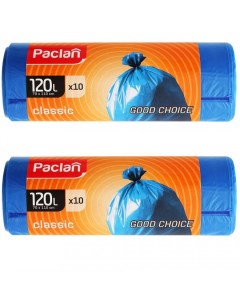 Комплект CLASSIC Мешки для мусора ПНД синий 120 л 10 шт в рулоне х 2 шт Paclan