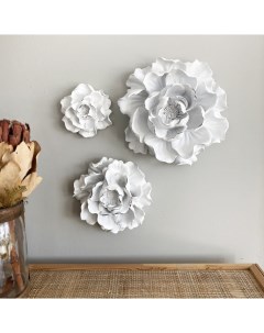 Настенный декор Цветы розы Rosebud панно набор из 3 шт цвет Белый с серебром Фабрика декора i am art