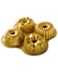 Форма для выпечки 4 кексов 3D Квартет 2 л золотая Nordic ware