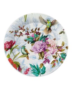 Тарелки одноразовые Птицы и цветы бумажные 180 мм 6 шт Nd play
