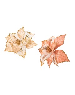 Искусственный цветок Пуансеттия Клэри на клипсе розовая 28 см Koopman international