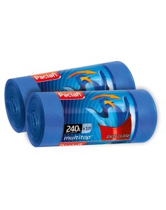 Комплект MULTI TOP Мешки для мусора ПВД синий 240 л 10 шт в рулоне х 2 шт Paclan
