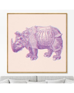 Репродукция картины на холсте Rhino rebirth 2022г 105х105см Картины в квартиру