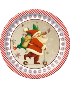 Тарелка одноразовая Дед мороз и самокат картон 23 см Bgreen
