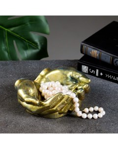 Подставка конфетница Ладони состаренное золото 15х16х7см Хорошие сувениры