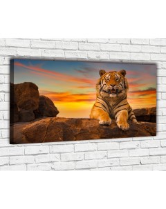 Картина на холсте Тигр на закате 60x100 см с креплениями Ф0225 Добродаров
