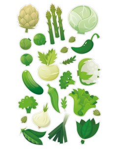НАКЛЕЙКИ ДЕКОРАТИВНЫЕ ВИНИЛОВЫЕ Зеленые овощи Divino sticky