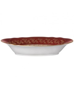 Блюдо Мария Тереза Красная Золотые листики 295015 33 см для хлеба Bavarian porcelain