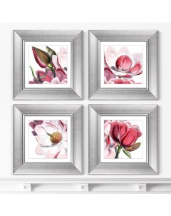 Набор из 4 х репродукций картин в раме Himalaya Plants Pink Flower 1869г 35 5х35 5см Картины в квартиру