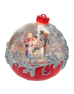 Фигурка декоративная в шаре Снеговики подсветка 3хАА 16 16 16 см KSM 761197 Remeco collection