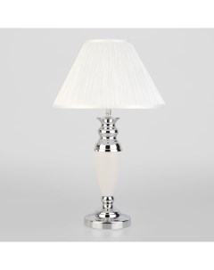 Настольная классическая лампа Majorka 008 белый с тканевым абажуром E27 Eurosvet