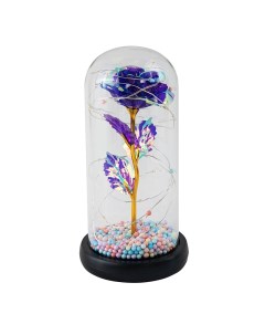 Декоративный светильник Роза фиолетовая в куполе с LED гирляндой и шариками RK_03f Nobrand