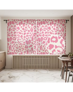 Тюль для кухни и спальни Розовый леопард 145x180 см Joyarty