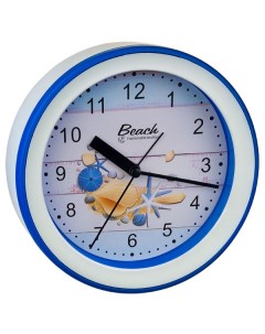 Часы Quartz будильник PF TC 009 круглые диам 15 3 см подвес на стену ракушка Perfeo