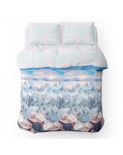 Комплект постельного белья Лебеди евро Домашняя мода