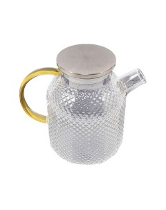 Чайник заварочный из термостойкого рельефного стекла с желтой ручкой 1600мл Urm