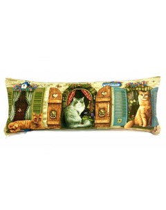 Наволочка Декоративная Гобеленовая 32х85 Кошки на окошке рыж Студия текстильного дизайна