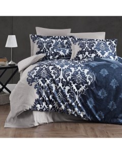 Комплект постельного белья SIERRA NAVY BLUE хлопковый сатин евро First choice