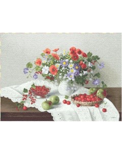Наволочка Декоративная Гобеленовая 45х63 Цветы и ягоды Студия текстильного дизайна