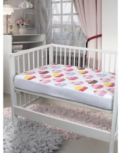 Наматрасник в детскую кроватку с резинкой Маффины 60х120 см белый Greenera textile