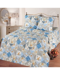 Комплект постельного белья Лоскутная мозаика голубая арт 104 2 спальный Арт-дизайн