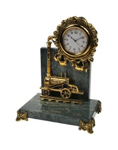 Настольные часы Паровоз из бронзы и змеевика 16 см Baojuzi