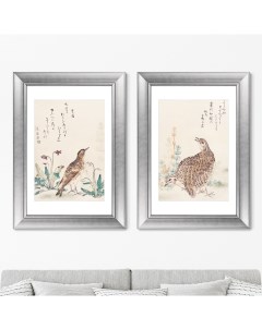 Набор из 2 х репродукций картин в раме Uzura Hibari 1791г Размер каждой 50 5х70 5см Картины в квартиру