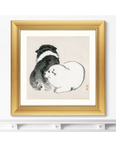 Репродукция картины в раме Black and white puppies 1883г Размер картины 60 5х60 5см Картины в квартиру