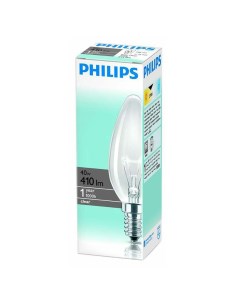 Лампа накаливания Standard E14 40 Вт свеча прозрачная Philips